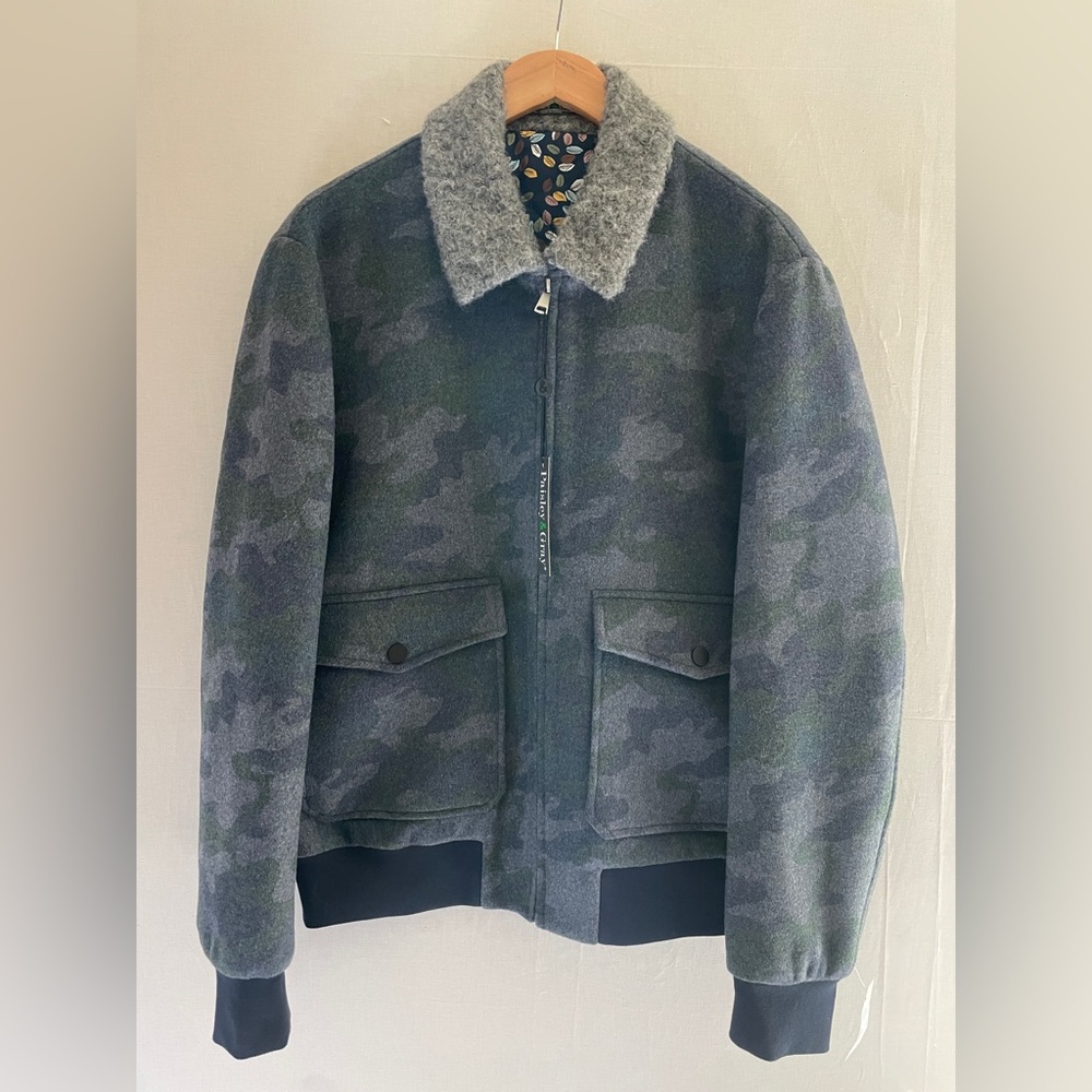 Paisley & Gray Camo Bomber Jacket - Gray and Blue